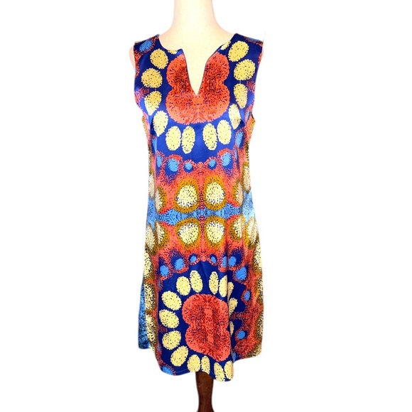 Tracy Negoshian Blue and Orange Mini Dress - Picture 1 of 4
